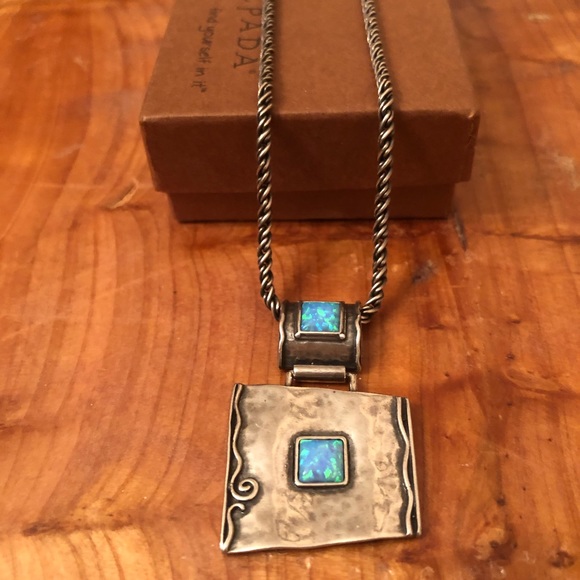 Silpada Jewelry - Rare Vintage Silpada Sterling Silver Faux Blue Opal Pendant Necklace N0951